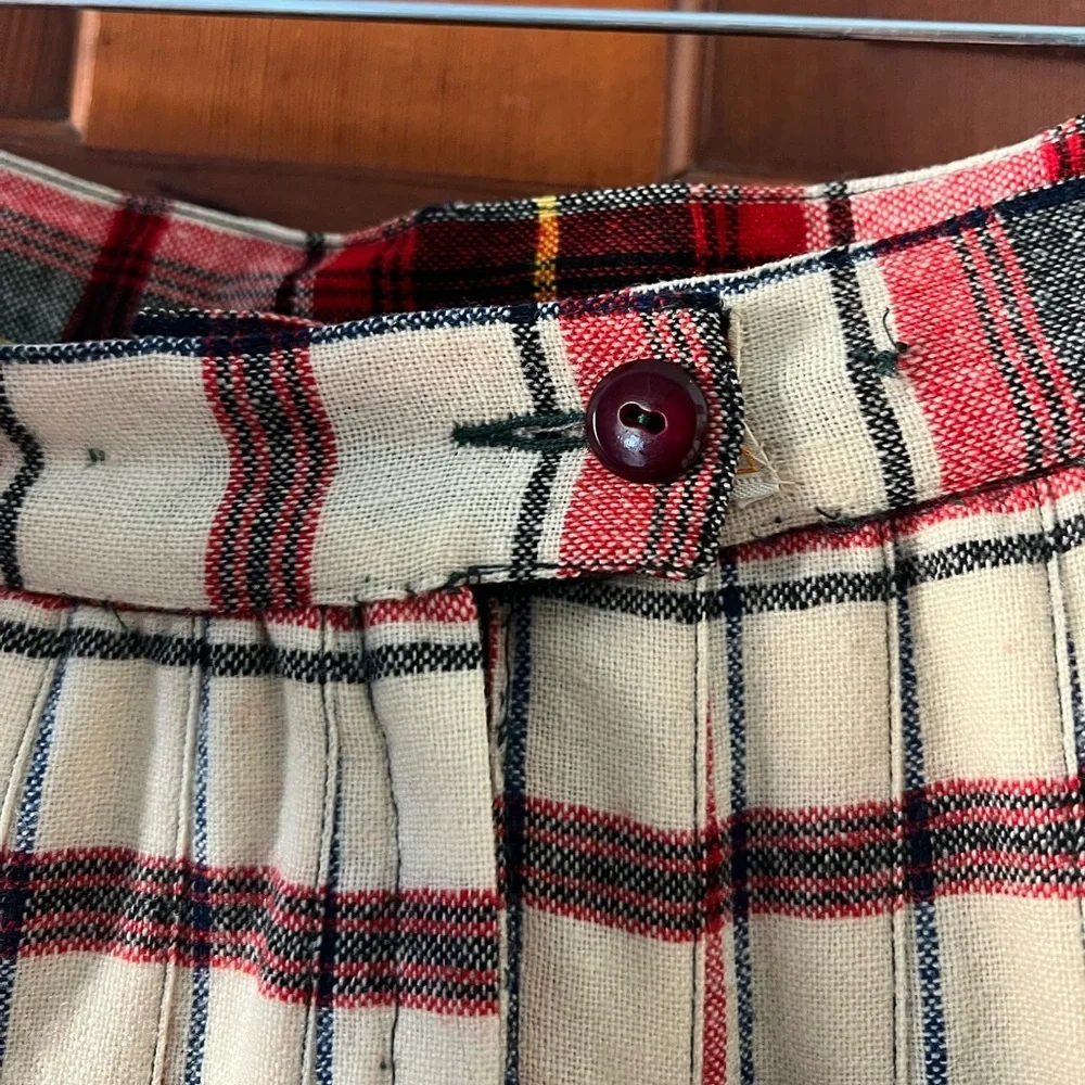 Vintage Pendleton Plaid Wool Pleated Skirt Girls 12 XXS Tartan Made in USA
